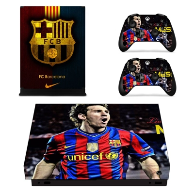 FCB Messi decal skin for Xbox one X Console and 2 Controllers