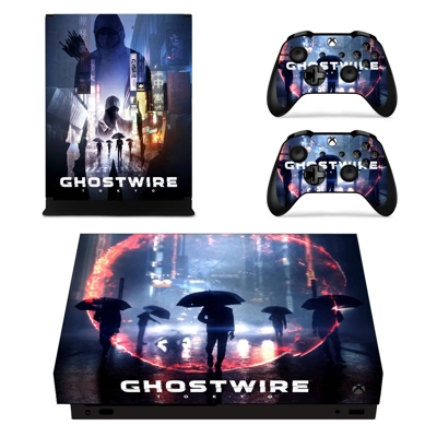 GhostWire decal skin for Xbox one X Console and 2 Controll.. GhostWire decal skin for Xbox one X Console and 2 Controll..