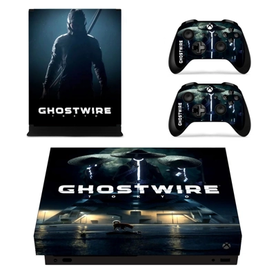 GhostWire decal skin for Xbox one X Console and 2 Controll.. GhostWire decal skin for Xbox one X Console and 2 Controll..