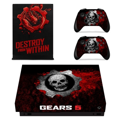 Gears 5 decal skin for Xbox one X Console and 2 Controllers