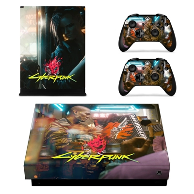 Cyberpunk 2077 decal skin for Xbox one X Console and 2 Controllers
