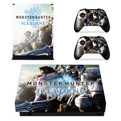 Monster Hunter World iceborne decal skin for Xbox one X Console and 2 Controllers