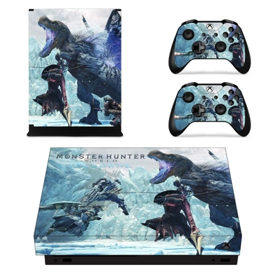 Monster Hunter World iceborne decal skin for Xbox one X Console and 2 Controllers