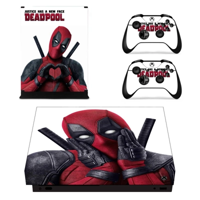 Deadpool decal skin for Xbox one X Console and 2 Controllers Deadpool decal skin for Xbox one X Console and 2 Controllers