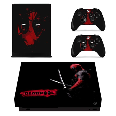 Deadpool decal skin for Xbox one X Console and 2 Controllers Deadpool decal skin for Xbox one X Console and 2 Controllers