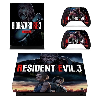 Biohazard RE3 decal skin for Xbox one X Console and 2 Cont.. Biohazard RE3 decal skin for Xbox one X Console and 2 Cont..