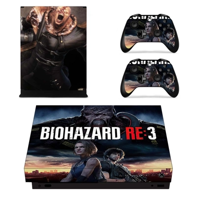 Biohazard RE3 decal skin for Xbox one X Console and 2 Cont.. Biohazard RE3 decal skin for Xbox one X Console and 2 Cont..