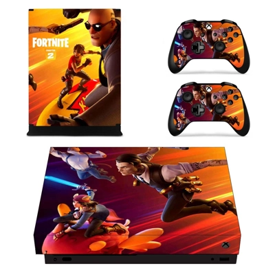 Fortnite battle pass decal skin for Xbox one X Console and 2 Controllers