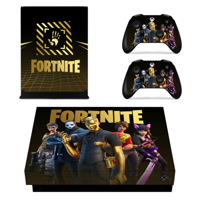 Fortnite battle pass decal skin for Xbox one X Console and 2 Controllers