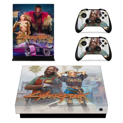 Cyberpunk 2077 decal skin for Xbox one X Console and 2 Controllers