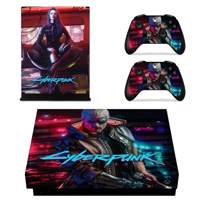 Cyberpunk 2077 decal skin for Xbox one X Console and 2 Controllers