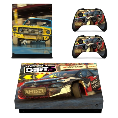 Dirt 5 decal skin for Xbox one X Console and 2 Controllers Dirt 5 decal skin for Xbox one X Console and 2 Controllers