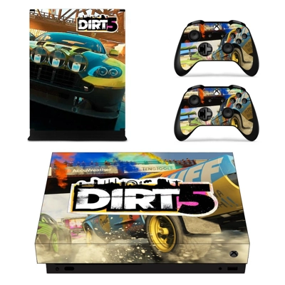 Dirt 5 decal skin for Xbox one X Console and 2 Controllers Dirt 5 decal skin for Xbox one X Console and 2 Controllers