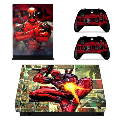 Deadpool decal skin for Xbox one X Console and 2 Controllers Deadpool decal skin for Xbox one X Console and 2 Controllers