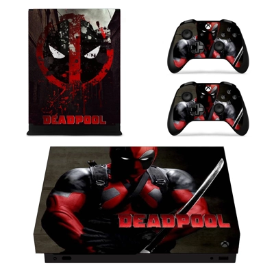 Deadpool decal skin for Xbox one X Console and 2 Controllers