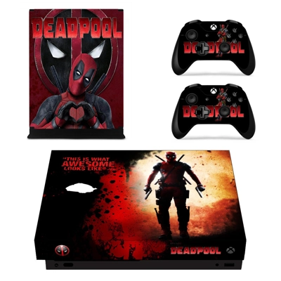 Deadpool decal skin for Xbox one X Console and 2 Controllers Deadpool decal skin for Xbox one X Console and 2 Controllers