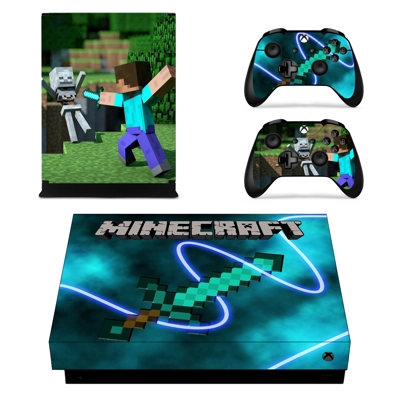 Minecraft decal skin for Xbox one X Console and 2 Controllers