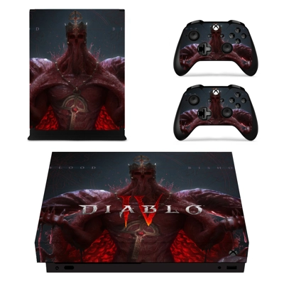 Diablo 4 decal skin for Xbox one X Console and 2 Controllers