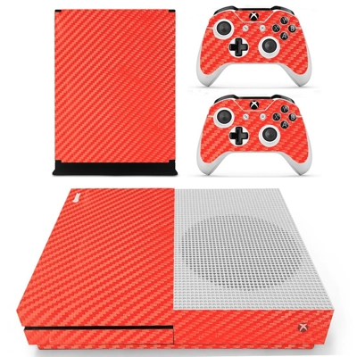 Red Fiber Texture decal skin for Xbox one S Console and 2 Controllers