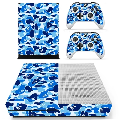Blue camouflage decal skin for Xbox one S Console and 2 Co.. Blue camouflage decal skin for Xbox one S Console and 2 Co..