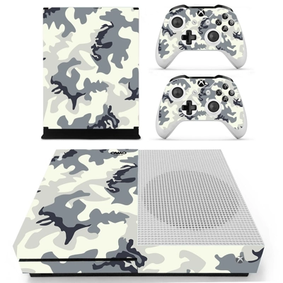White camouflage decal skin for Xbox one S Console and 2 Controllers