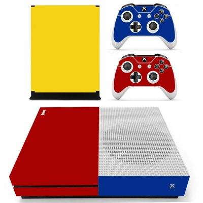 Yellow red decal skin for Xbox one S Console and 2 Control.. Yellow red decal skin for Xbox one S Console and 2 Control..