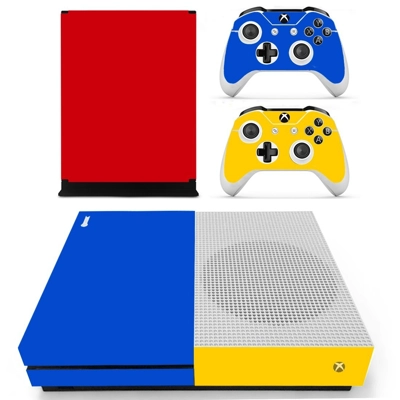 Red blue decal skin for Xbox one S Console and 2 Controllers Red blue decal skin for Xbox one S Console and 2 Controllers