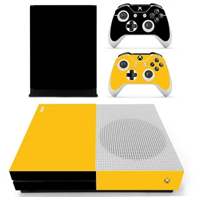 Black yellow decal skin for Xbox one S Console and 2 Contr.. Black yellow decal skin for Xbox one S Console and 2 Contr..
