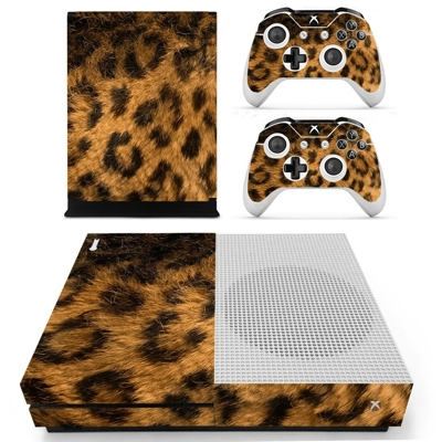 Leopard wool decal skin for Xbox one S Console and 2 Controllers
