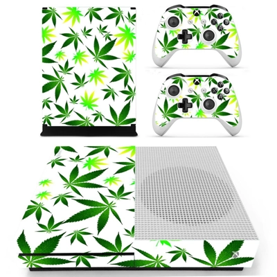 Weed pattern decal skin for Xbox one S Console and 2 Controllers