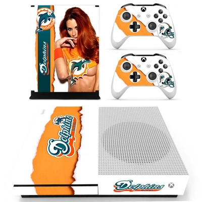 Miami Dolphins decal skin for Xbox one S Console and 2 Con.. Miami Dolphins decal skin for Xbox one S Console and 2 Con..