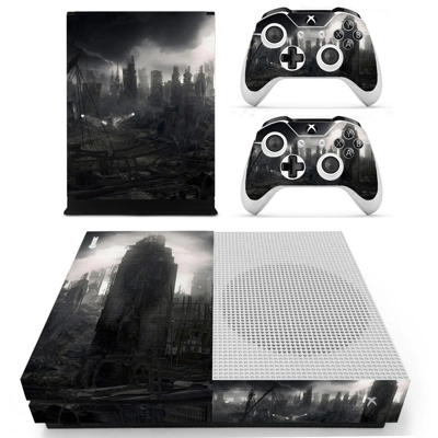 Destruction City decal skin for Xbox one S Console and 2 Controllers