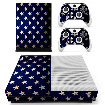 White stars decal skin for Xbox one S Console and 2 Controllers