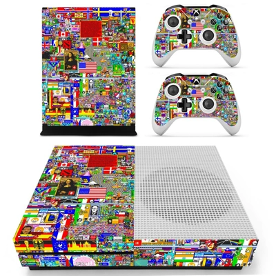 Sticker bomb decal skin for Xbox one S Console and 2 Controllers