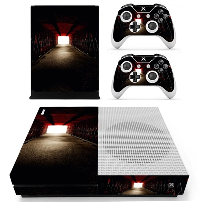 Dark tunnel decal skin for Xbox one S Console and 2 Controllers