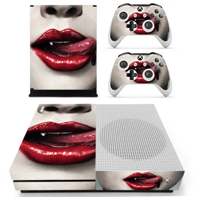 Bloody women lips decal skin for Xbox one S Console and 2 .. Bloody women lips decal skin for Xbox one S Console and 2 ..