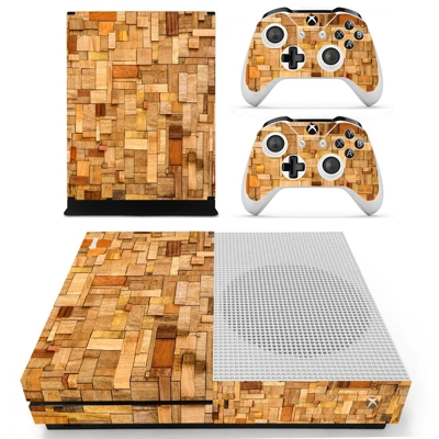 Wooden slide board decal skin for Xbox one S Console and 2 Controllers