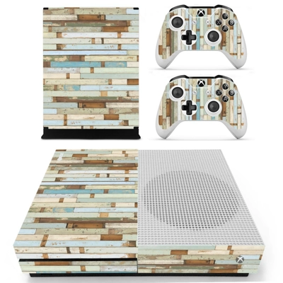 Wooden slide board decal skin for Xbox one S Console and 2 Controllers
