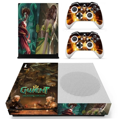Gwent The Witcher card game decal skin for Xbox one S Console and 2 Controllers