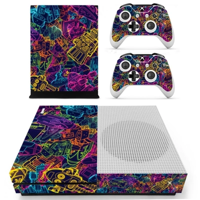Colourful retro robots decal skin for Xbox one S Console a.. Colourful retro robots decal skin for Xbox one S Console a..