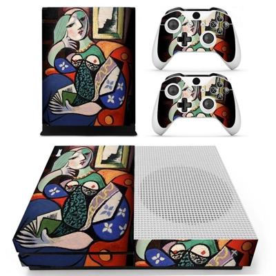Woman with book decal skin for Xbox one S Console and 2 Controllers