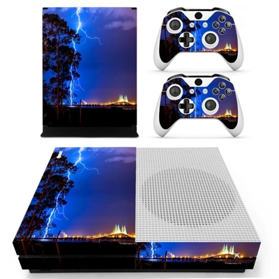 Lightning sky decal skin for Xbox one S Console and 2 Controllers