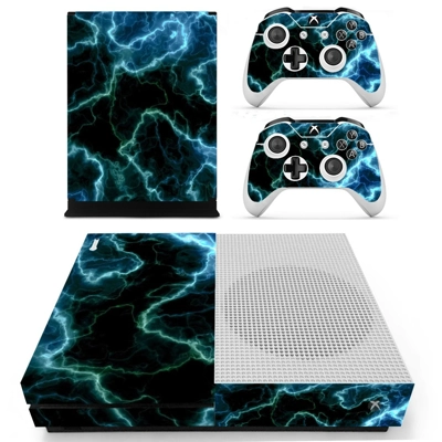 Black Lightning sky decal skin for Xbox one S Console and 2 Controllers