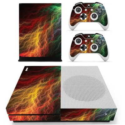 Abstract lightning art decal skin for Xbox one S Console and 2 Controllers