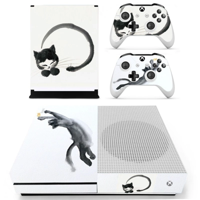 Cat stretching decal skin for Xbox one S Console and 2 Controllers