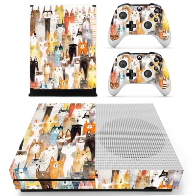 Cat face decal skin for Xbox one S Console and 2 Controllers