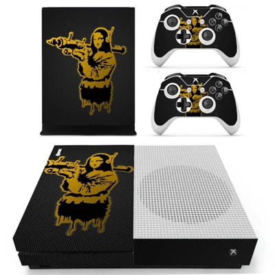 Mona lisa with bazooka decal skin for Xbox one S Console and 2 Controllers