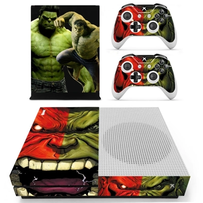 Green Hulk decal skin for Xbox one S Console and 2 Control.. Green Hulk decal skin for Xbox one S Console and 2 Control..