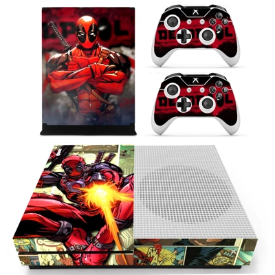 Deadpool decal skin for Xbox one S Console and 2 Controllers Deadpool decal skin for Xbox one S Console and 2 Controllers