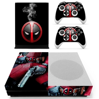 Deadpool decal skin for Xbox one S Console and 2 Controllers Deadpool decal skin for Xbox one S Console and 2 Controllers